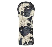 Funny Pug Pattern Black and White Golf Club Head Covers Waterproof Headcover with Interchangeable No. Tags for Driver Womens Golf Clubs