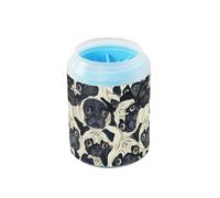 Funny Pug Pattern Black and White Portable Pet Paw Cleaner Cup Soft Silicone Bristles Pets Feet Cleaning Kit for Small Medium Dogs and Cats para perros