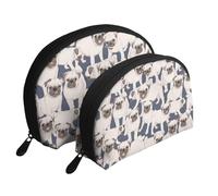 Funny Pug Pattern Portable Shell Cosmetic Bag Set - Travel Makeup Organiser with Zipper & Inner Compartments
