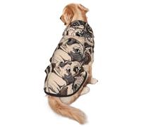 Funny Pug Pattern Print Soft Dog Hoodie For Medium To Large Dogs, Warm And Breathable Winter Pet Sweatshirt, Easy To Wear Jumper For Cold Weather