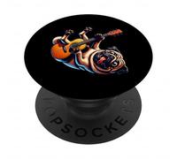 Funny Pug Playing Acoustic Guitar Dog Music Lover PopSockets Adhesive PopGrip