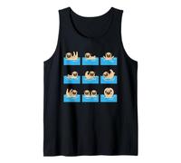Funny Pug Pool Swimming Dog Cartoon Summer Tank Top