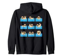 Funny Pug Pool Swimming Dog Cartoon Summer Zip Hoodie
