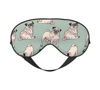 Funny Pug Puppy Dog Double-Sided Silk Sleep Mask, Adjustable Light Blocking Eye Mask for Travel, Men & Women, Soft Comfortable Blindfold 20x10cm