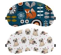 Funny Pug Puppy Dog Heart Pattern 2-Pack Light-Blocking Soft Breathable Sleep Mask Eye Patch Eye Cover