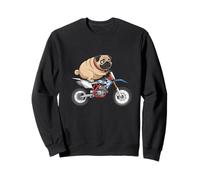 Funny Pug Riding Dirt Bike Cartoon Humor Sweatshirt