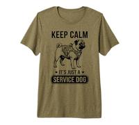 Funny Pug Service Dog Keep Calm It's Just A Service Dog Premium T-Shirt
