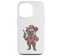 Funny Pug Sheriff Cowboy Design Case for iPhone 13 Pro