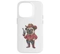 Funny Pug Sheriff Cowboy Design Case for iPhone 14 Pro