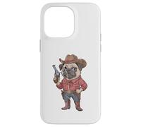 Funny Pug Sheriff Cowboy Design Case for iPhone 14 Pro Max