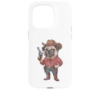 Funny Pug Sheriff Cowboy Design Case for iPhone 15 Pro
