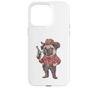 Funny Pug Sheriff Cowboy Design Case for iPhone 15 Pro Max