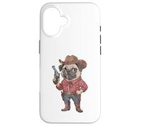 Funny Pug Sheriff Cowboy Design Case for iPhone 16