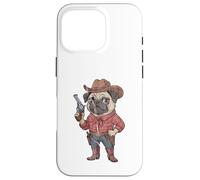 Funny Pug Sheriff Cowboy Design Case for iPhone 16 Pro