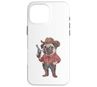 Funny Pug Sheriff Cowboy Design Case for iPhone 16 Pro Max