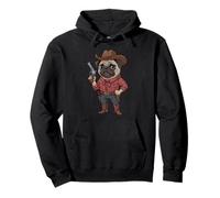 Funny Pug Sheriff Cowboy Design Pullover Hoodie