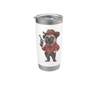 Funny Pug Sheriff Cowboy Design Stainless Steel Insulated Tumbler