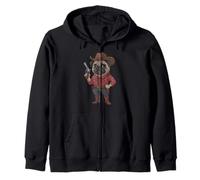 Funny Pug Sheriff Cowboy Design Zip Hoodie