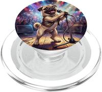 Funny Pug Singer Concert Stage Dog Music Show PopSockets PopGrip for MagSafe