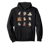 Funny Pug Skiing Cartoon Dog Winter Ski Trip Pullover Hoodie