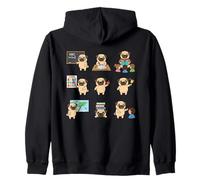 Funny Pug Teacher ABC 1+1=2 Back To School Zip Hoodie