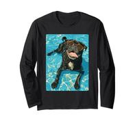 Funny Pug with Sunglasses Cool Dog Swimming Summer Vibes Long Sleeve T-Shirt