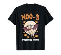 Funny Pumpkin Cow Halloween - Moo-d Over The Moon T-Shirt