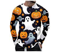 Funny Pumpkin Face Hooded Sweatshirt for Men Halloween Outfits Patchwork Pullover Drawstring Hoodies Winter Clothes Problem Solved Shirt Adult Halloween Costumes for 2025 (Black, XXL)