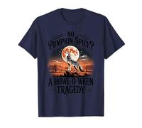 Funny Pumpkin Spice Shortage Howling Coyote Fall Scene T-Shirt