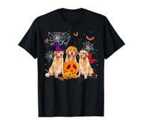 Funny Pumpkin Witch Golden Retriever Dog Halloween Gifts T-Shirt