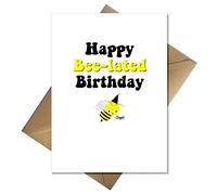 Funny Pun Belated Birthday Card - Bee-lated!