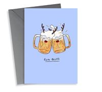 Funny Pun Christmas Card - Reindeer Beer