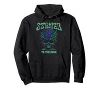 Funny pun Stoned To The Bone Skull Smoking Weed Halloween Pullover Hoodie