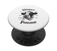 Funny Pun Utterly Fabulous Holstein Cow PopSockets Adhesive PopGrip