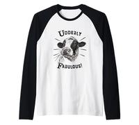 Funny Pun Utterly Fabulous Holstein Cow Raglan Baseball Tee