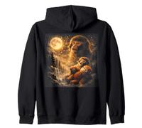 Funny Punch The Monkey Howling Moon Y2K Brainrot Meme Zip Hoodie