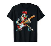 Funny Punk Chicken Rock N Roll Chicken Guitar Band T-Shirt