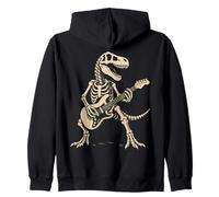 Funny Punk Dinosaur, Rock'n Roll Skeleton Dino Guitar Band Zip Hoodie