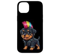 Funny Punk Rottweiler Rock'n Roll Goth Dog, Guitar Band Pup Case for iPhone 14 Plus