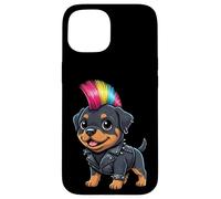 Funny Punk Rottweiler Rock'n Roll Goth Dog, Guitar Band Pup Case for iPhone 15