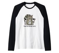 Funny Purr Evil Before Coffee Demon Cat Moody Morning Vibes Raglan Baseball Tee