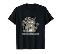 Funny Purr Evil Before Coffee Demon Cat Moody Morning Vibes T-Shirt