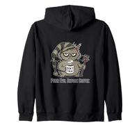 Funny Purr Evil Before Coffee Demon Cat Moody Morning Vibes Zip Hoodie