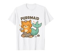 Funny Purrmaid Cat Mermaid Cartoon Illustration Cat Lovers T-Shirt