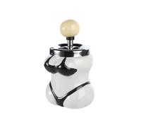 Funny Push Down Human-Shaped Ashtray Novelty Bikini Ceramic Ash Container Windproof Smoking Ashtray with Lid Unique Ash Tray Ornament for Indoor Outdoor Home Office Bar