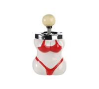 Funny Push Down Human-Shaped Ashtray Novelty Bikini Ceramic Ash Container Windproof Smoking Ashtray with Lid Unique Ash Tray Ornament for Indoor Outdoor Home Office Bar