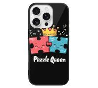 Funny Puzzle Queen Phone Case Glass Phone Cover Protective Shell Compatible with iPhone 16/Pro/Pro Max/Plus/E