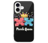 Funny Puzzle Queen Phone Case Glass Phone Cover Protective Shell Compatible with iPhone 16/Pro/Pro Max/Plus/E