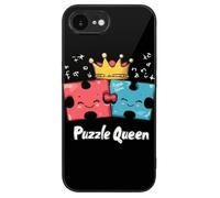 Funny Puzzle Queen Phone Case Glass Phone Cover Protective Shell Compatible with iPhone 16/Pro/Pro Max/Plus/E