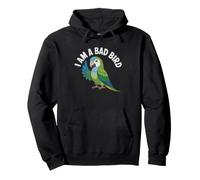 Funny Quaker Parrot Am Bad Bird Humor Illustration Monk Pullover Hoodie